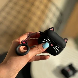 کاور ایرپاد جنس سیلیکونی طرح گربه مشکی
