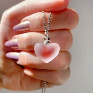 گردنبند قلب مات پاستیلی با زنجیر استیل