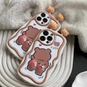 قاب گوشی آیفون 12 پرو طرح خرسی Bear برجسته