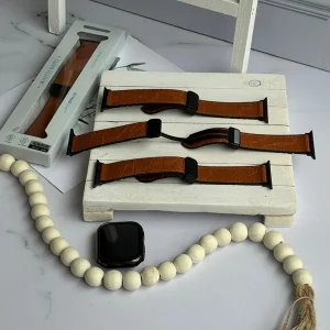 بند اپل واچ چرم قفل مگنتی قهوه ای