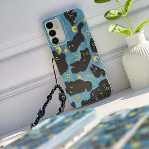 قاب گوشی سامسونگ A35 طرح شب گربه Cat Night با آویز