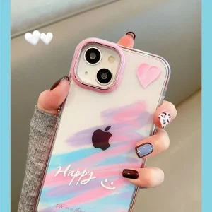 قاب صورتی خوشحال pink happy گوشی آیفون 13 و آیفون 14