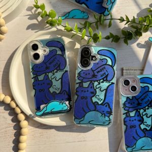 قاب Happy Blue Cat بدون‌ استند (کدC1895) مناسب برای iPhone 15promax