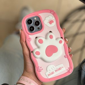 قاب پنجه سیلیکونی صورتی (کدC1615) مناسب برای iPhone 14pro/15pro