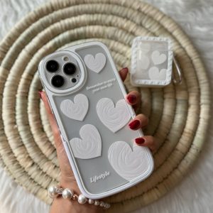 قاب قلب سفید استند دار با کاور ایرپاد (کد c1044)