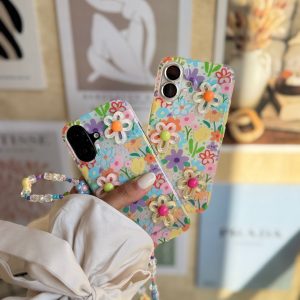قاب باغچه با آویز و گل های برجسته (کدC2079) مناسب برای iPhone 13