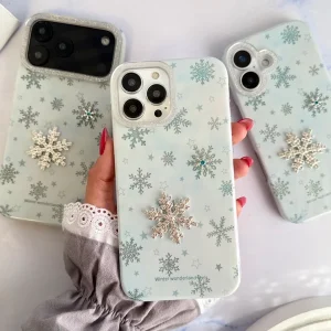 قاب ژله‌ای طرح برف و ستاره گوشی آیفون 16