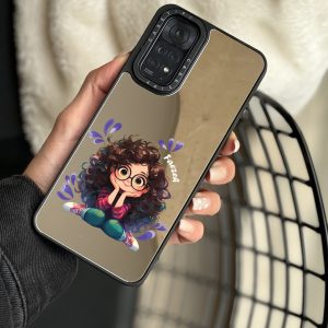 قاب موبایل iPhone 11Promax سفارشی آینه ای | دختر مو فرفری همراه اسم (کد 0236/3)