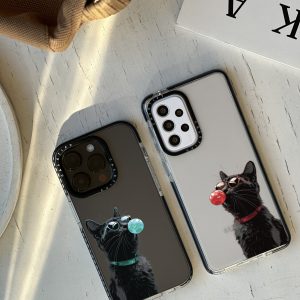 قاب موبایل Galaxy S21FE سفارشی آینه ای | blackcat گربه سیاه (کد 0189)