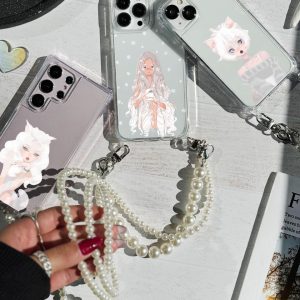 قاب موبایل S24Ulta سفارشی دو قلاب همراه بند | snow girl (کد 0336)