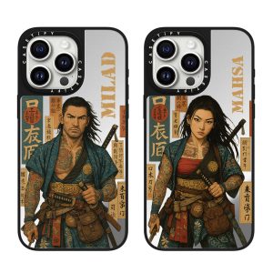 قاب موبایل سفارشی آینه ای | samurai couple (کد 0504)