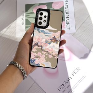 قاب موبایل Galaxy A52 سفارشی آینه ای | Golden Blossom (کد 0545)