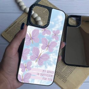 قاب موبایل iPhone XR سفارشی آینه ای | پروانه بنفش (کد 0444)