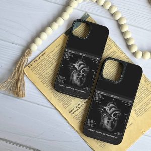 قاب موبایل iPhone 17Promax سفارشی آینه ای | black heart (کد 0387)