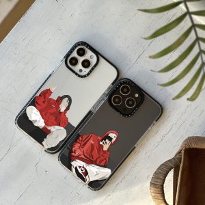 قاب موبایل Galaxy A12 سفارشی شفاف | red couple (کد 0359)