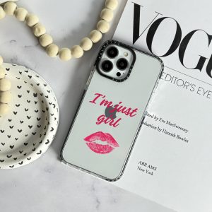 قاب موبایل iPhone XR سفارشی شفاف | i’m just girl (کد 0441)