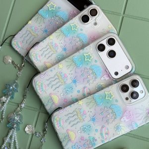 قاب عروس دریایی رنگین با آویز (کدC2222) مناسب برای iPhone 15Pro