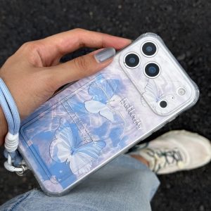 قاب جاکارتی دار رویای پروانه ای با بند مچی (کدC2272) مناسب برای iPhone 13Pro
