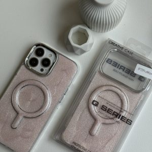 قاب صورتی شاینی با Mag Safe (کدC2288) مناسب برای iPhone 15Promax