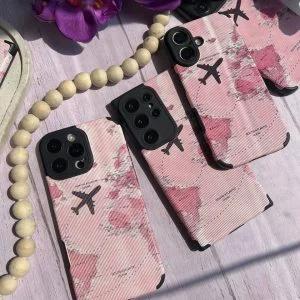قاب طرح نقشه و هواپیما صورتی گوشی شیائومی ردمی نوت 14 4G