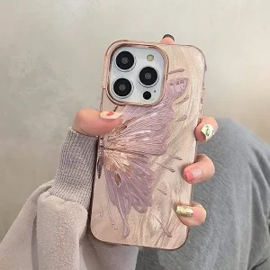 قاب پروانه صورتی pink butterfly گوشی آیفون 13 پرومکس
