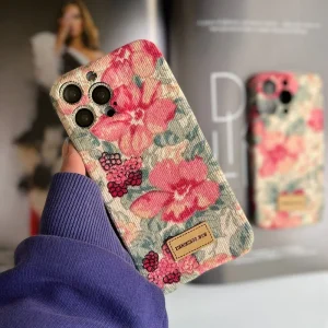قاب پارچه ای طرح گل گوشی آیفون 13 پرومکس