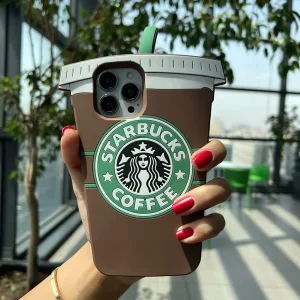 قاب فانتزی سیلیکونی آیفون 13 و آیفون 14 و آیفون 15 استارباکس کافی Coffee
