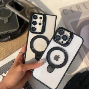 قاب شفاف مگ سیف استند شو گوشی آیفون 15 پرو