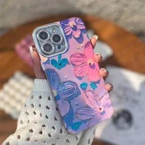 قاب آبرنگی طرح گل گوشی آیفون 12